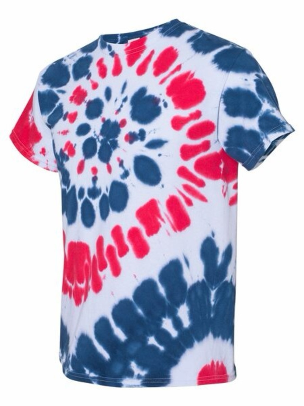 Tie Dye Patriotic Crewneck T-Shirt - Red, Blue & White Small-3X